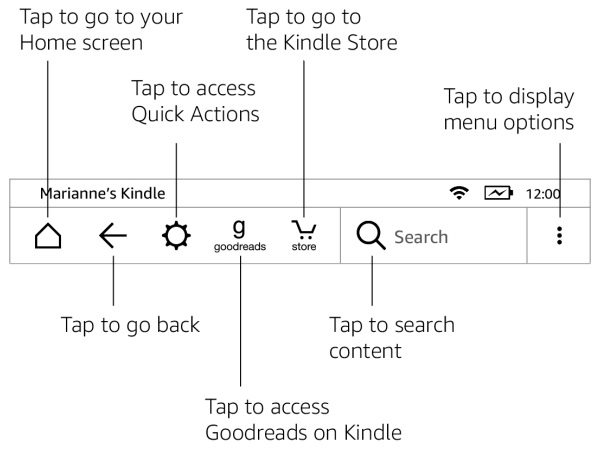 how do i get back to the main menu on my kindle